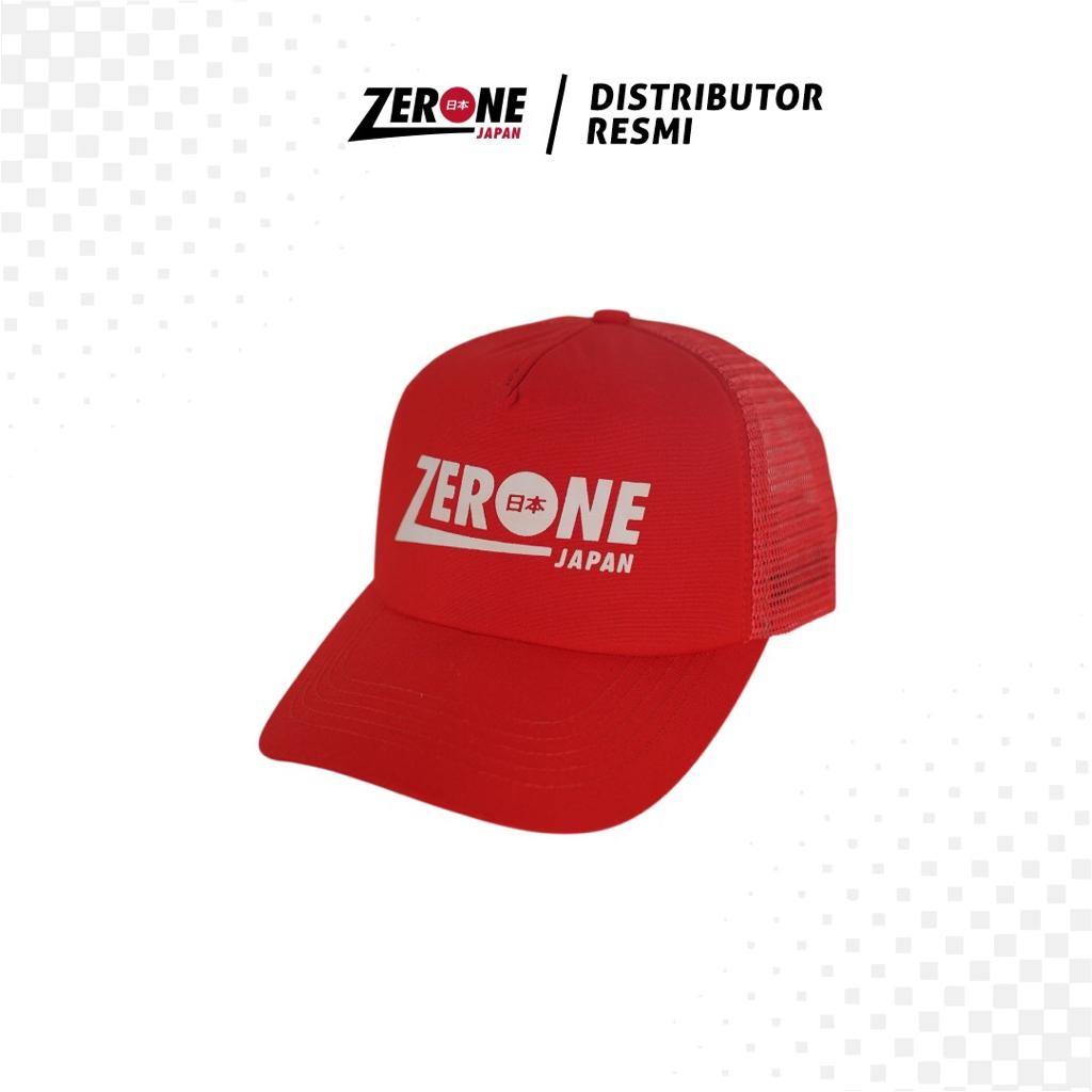 Topi Trucker Zerone Japan Topi Jaring Kekinian Warna Hitam dan Merah