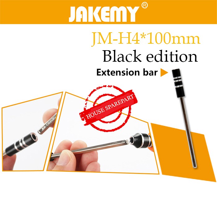 Jakemy JK-H4x100mm Black Extension Obeng Bar Original