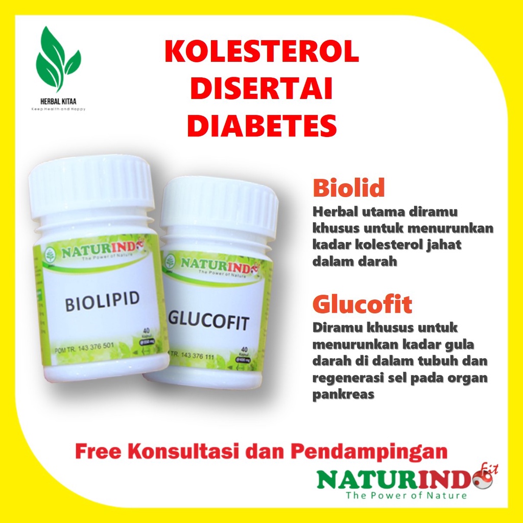 Biolipid Obat Herbal Kolesterol Menghancurkan lemak jahat melancarkan aliran darah Naturindo-Kolesterol+Diabetes