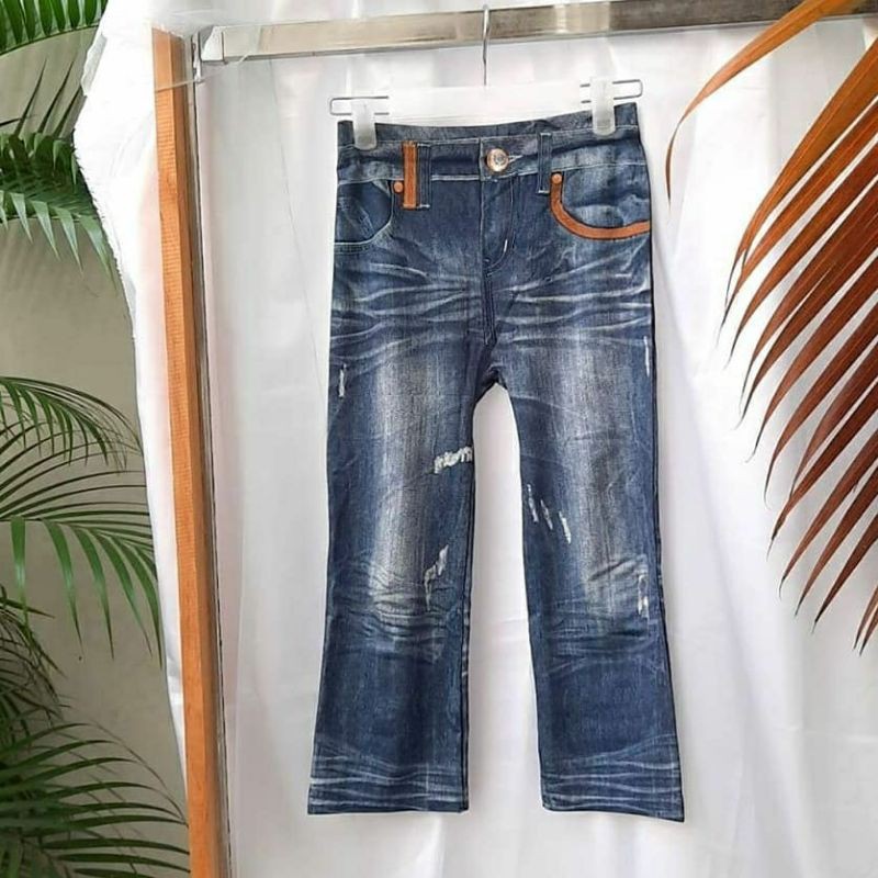 LEGGING MOTIF JEANS DENIM | Bahan Stretch | THRIFT SHOP - Preloved - New Stuff | Murah