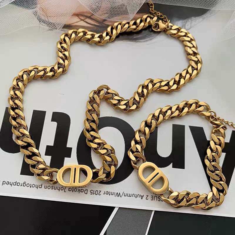 Kalung Rantai Pendek Bahan titanium steel Gaya hip-hop Untuk Pria Dan Wanita