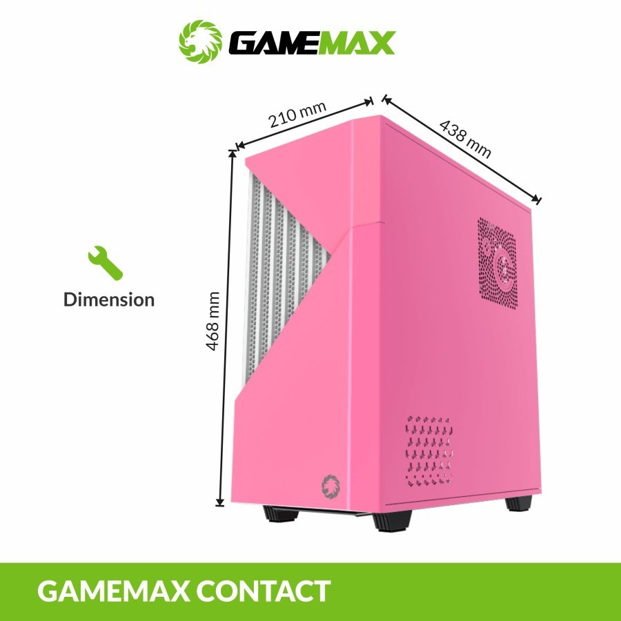 Casing Komputer GameMax Contac COC White Pink E-ATX With COC Fan &amp; PWM