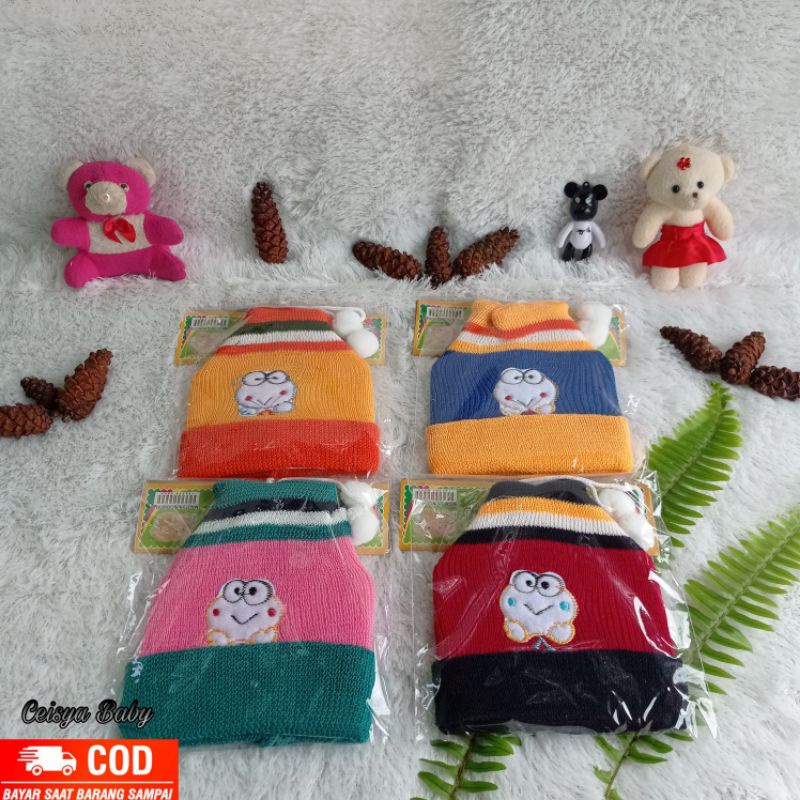 3pcs Topi Kupluk Rajut Bayi Motif Lucu Newborn