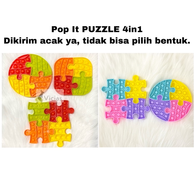 Pop It Fidget Toy Murah Rainbow Mainan Anak Penghilang Stress Tiktok-Puzzle 4in1