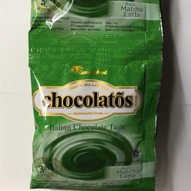 

CHOCOLATOS DRINK MATCHA LATTE 1 RENCENG ISI 10 BUNGKUS 26 gr - Chocolate Hijau Ijo Italian Coklat