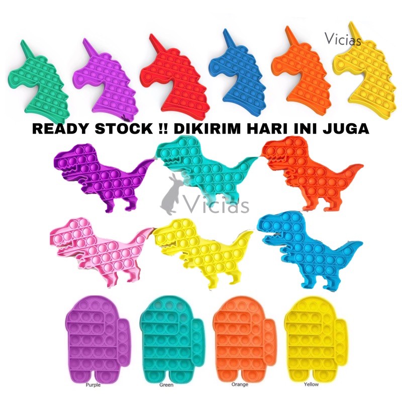 Mainan Fidget Pop It Toys Anak TERMURAH UNICORN AMONG US CRAB LOBSTER-1