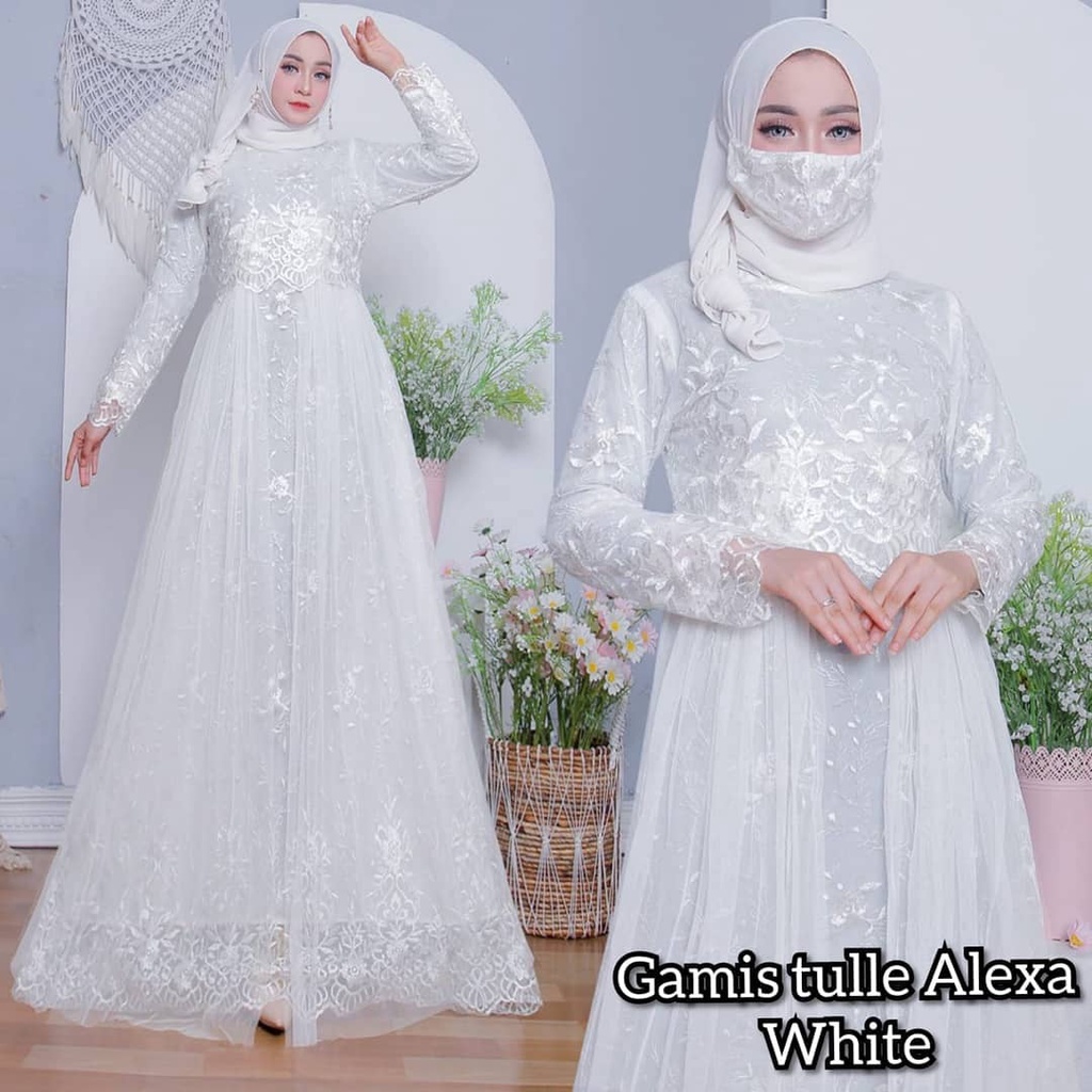 Alexa Tulle Brukat Free Masker Size M - XXL / Gamis Kondangan / Dress Pesta / Gamis Brukat / Gaun Pesta / Baju Wanita