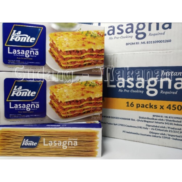 

pasta-aneka- la fonte lasagna 450gram, harga murah - ekstra bubble -aneka-pasta.