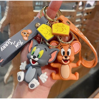 Gantungan Kunci Bentuk Boneka Kartun Anime Tom and Jerry Bahan PVC Untuk Hadiah Ulang Tahun Anak