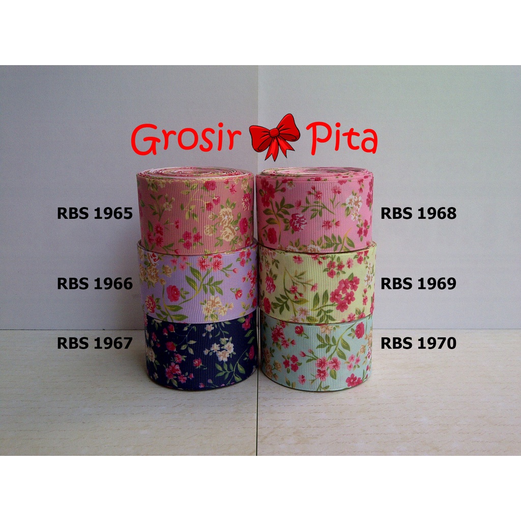 

(25 yard) Pita Grosgrain Motif Bunga RBS 1965,1966,1967,1968,1969,1970 | Toko Bahan Craft | Grosir Pita
