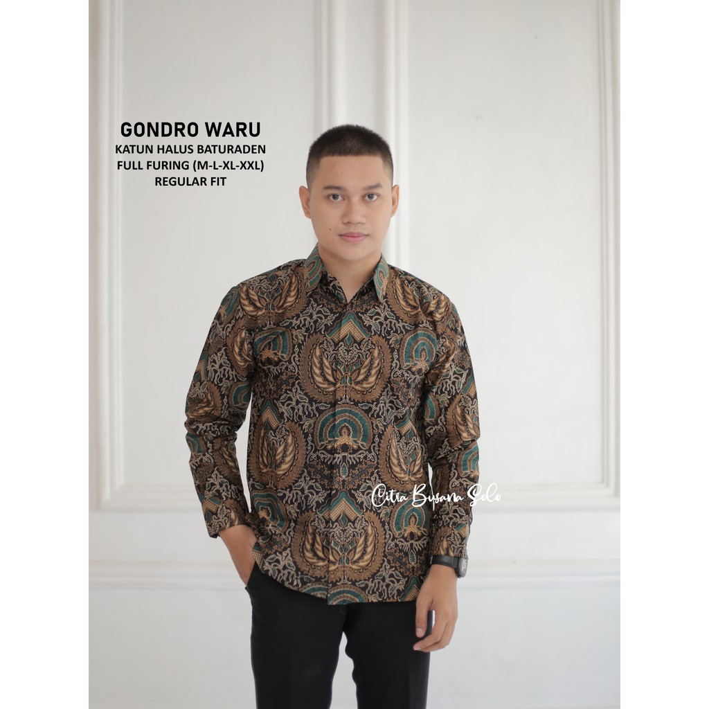 GONDRO WARU Batik Pria Full Furing Bahan Katun Halus Baturaden