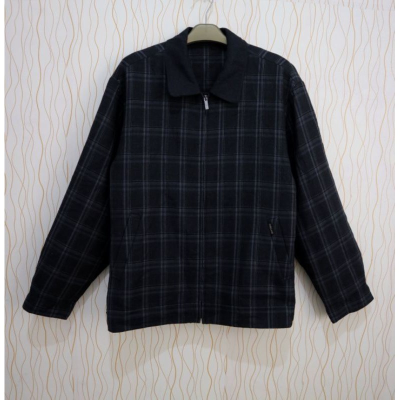 Jaket Harrington Vintage Suede Original Parkland Motif Kotak