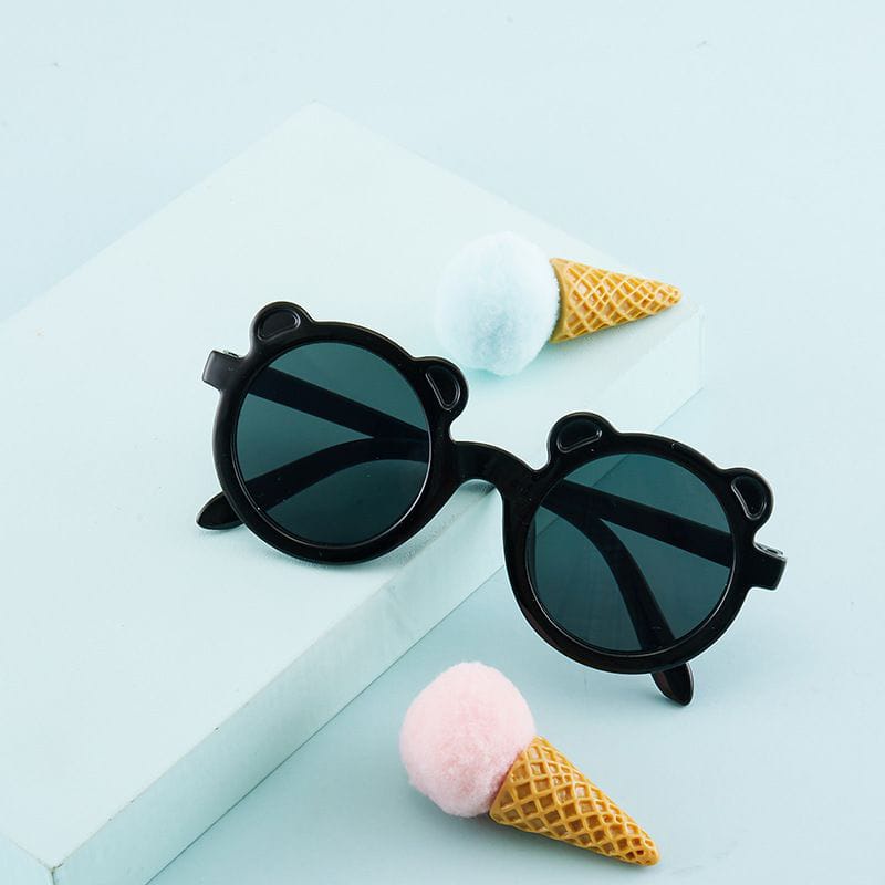 Kacamata Anak Bulat Telinga Unisex Perempuan Laki-laki Children Sunglasses-Hitam