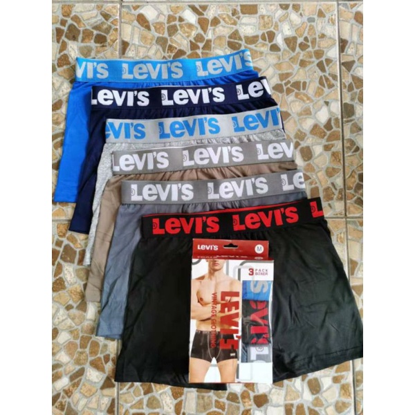 Emago - 3PCS BOXER PRIA LEVISe BOXER PRIA BOXER LEVISs CELANA DALAM PRIA / Underwear Pria / Celana Dalam Murah / Sempak Cowo / Celana Boxer Tali Karet / CD Pakaian Dalam Pria Dewasa isi 3