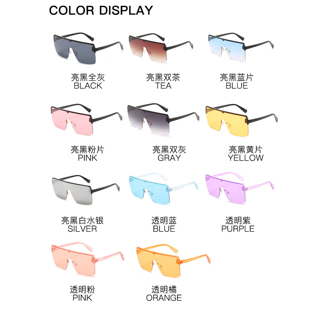 【YUZHU】COD New Fashionable Oversized Frame One-piece Frame Kacamata Warna Transparan