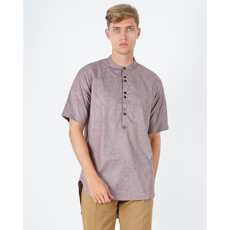 BAJU KOKO - Kurta Mezzanine Lengan Pendek RED BROWN