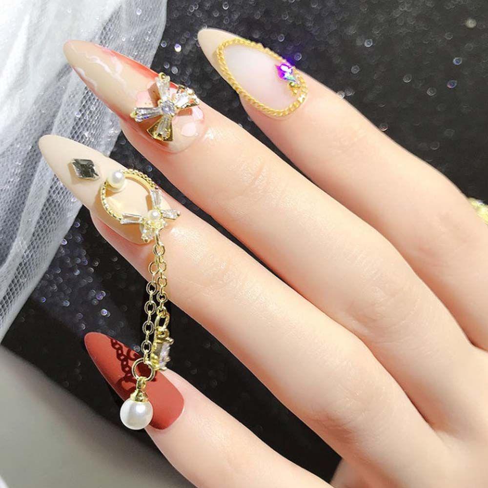 Mxbeauty Ikatan Simpul Kuku Berlian Imitasi Mewah Fashion DIY Nail Art Manicure Bowknot Nail Drills Nail Art Ornamen Kristal Busur Kuku Perhiasan