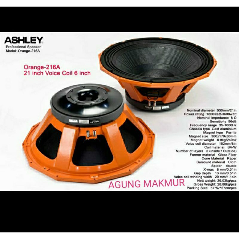 SPEAKER KOMPONENT ASHLEY ORANGE 216A 21inch ORIGINAL