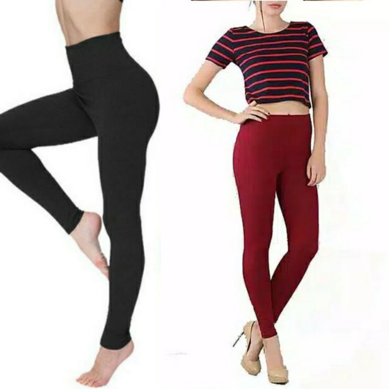 Legging Import Polos High Waist Tebal 901