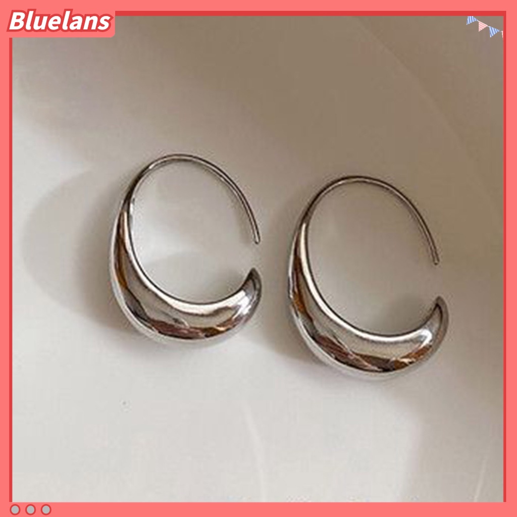 1 Pasang Anting Hoop Geometris Arc Ringan Indah Gaya Minimalis