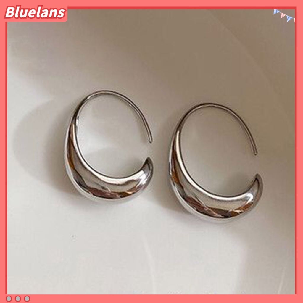 1 Pasang Anting Hoop Geometris Arc Ringan Indah Gaya Minimalis