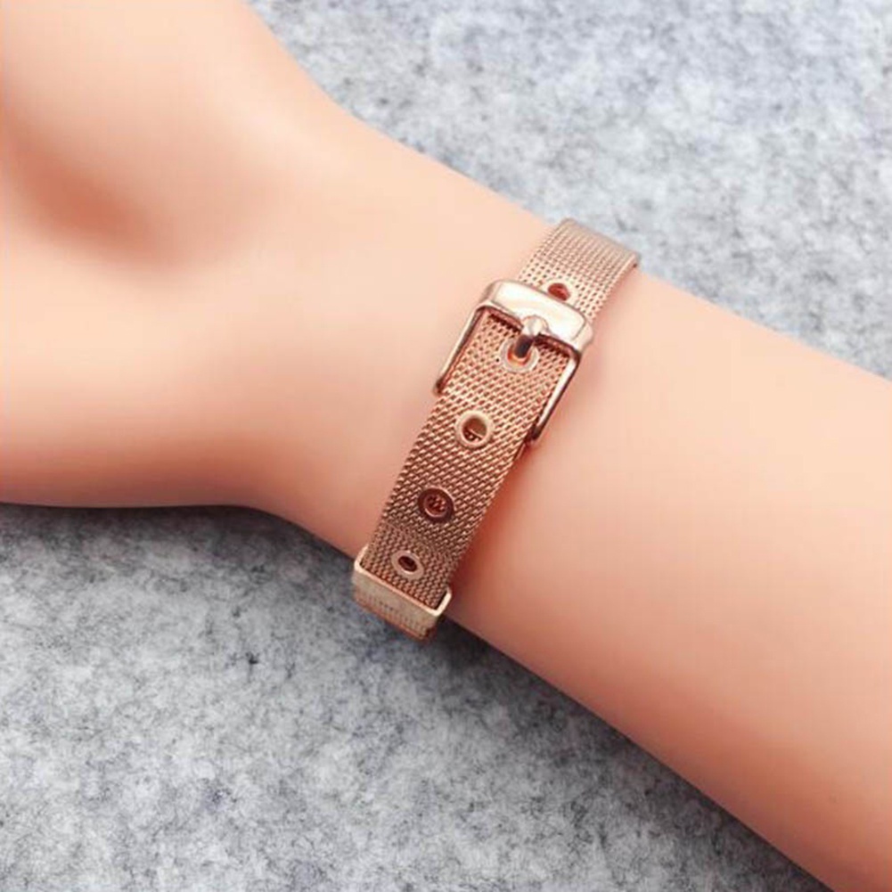 Hu Hu Hu Hu Hu Alat Bantu Pasang Kacamata♡ Gelang Wanita Bahan Stainless Steel Mesh Aksen Gembok Hati Kunci Untuk Hadiah Valentine