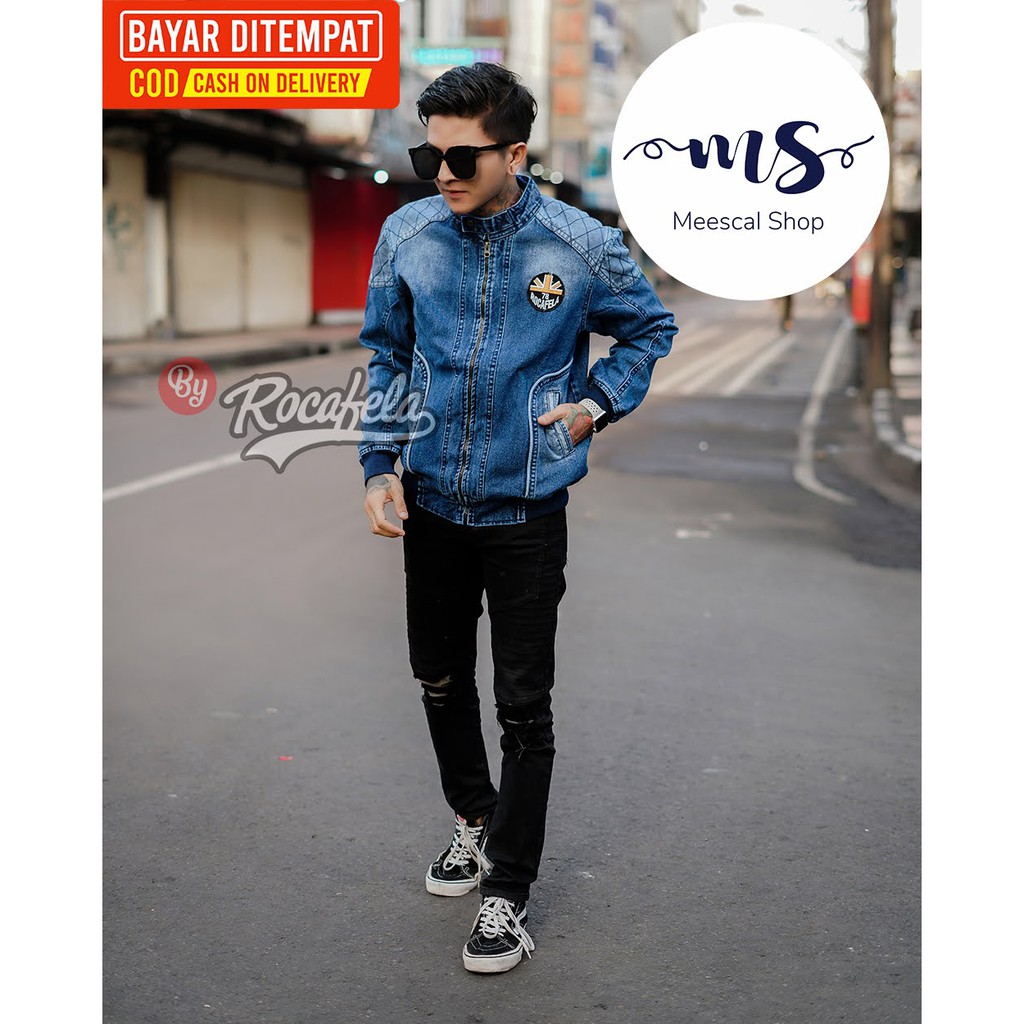 Jaket Jeans Pria Quilting Rocafela 100% ORIGINAL DISTRO