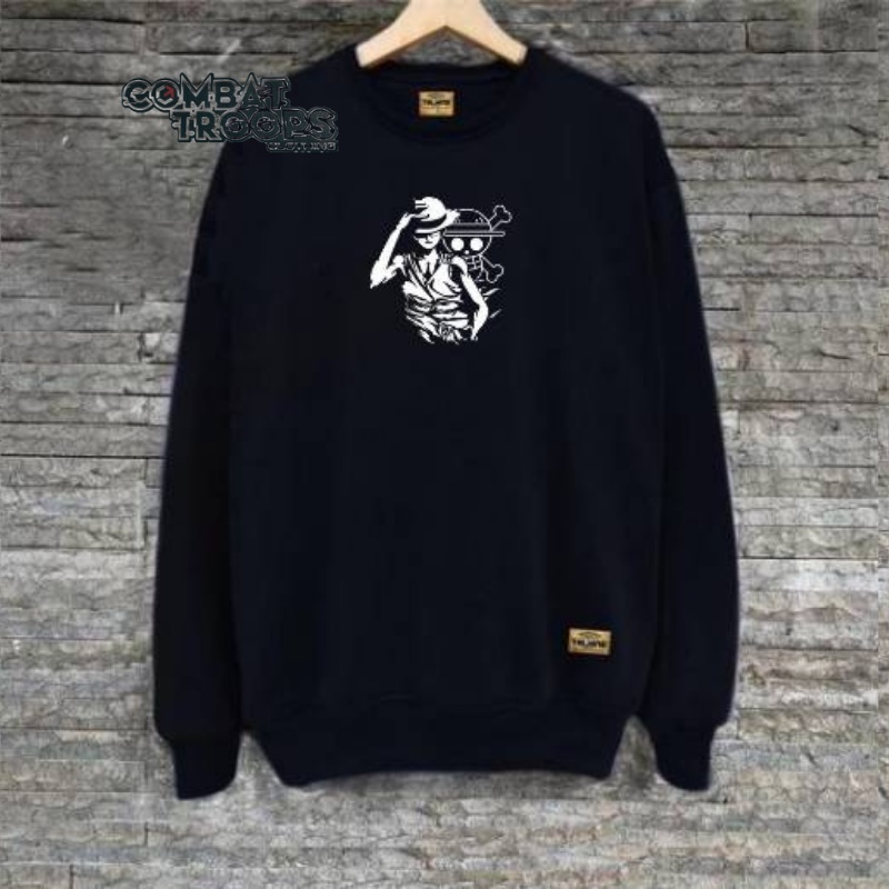 Sweater Crewneck Pria Wanita LUFFY Switer Basic Anime ONEPIECE terbaru Krunek Oversize Cowok Cewek