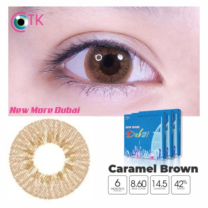 Softlens Warna Soflen warna Softlens Softlen NEW MORE DUBAI 14.5 MM - Caramel Brown, NORMAL