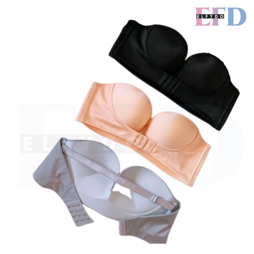 ELFYDO BRA529 Bra Tanpa Kawat Pengait Depan Pakaian Dalam Wanita Tanpa Tali Bandeau Bra Push Up