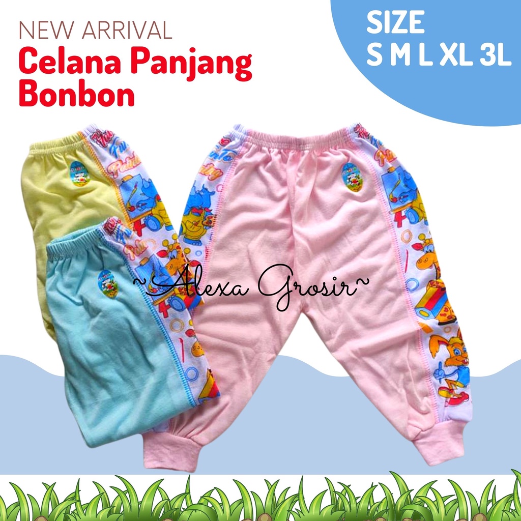 Celana Panjang Bayi Halus Lembut 6-12 Bulan, BonBon Murah Berkualitas Size S M L XL XXL/3L