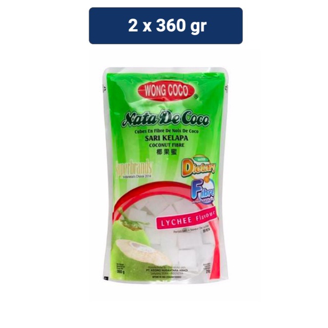 

Wong Coco Nata De Coco Cubes Lychee 360 gr x 2 Pcs