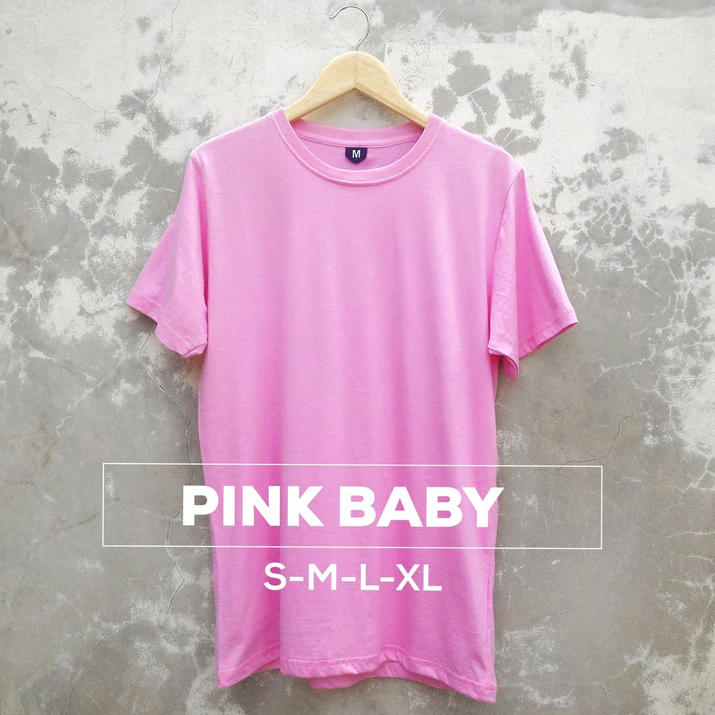 Kaos Polos Cotton Combed 30s Warna Pink Baby Size S M L Xl