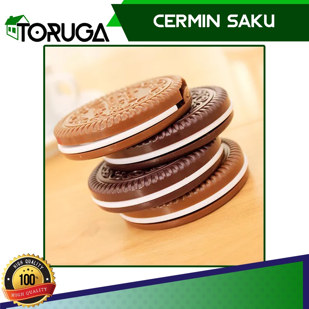 KACA RIAS CERMIN SAKU MAKE UP SAKU - POCKET MIRROR UNIK BISKUIT OREO