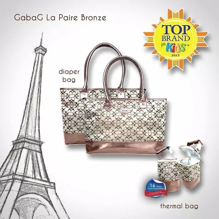 Gabag Diaper Bag Cooler Bag Ekslusif Thermal Bag La Paire Bronze