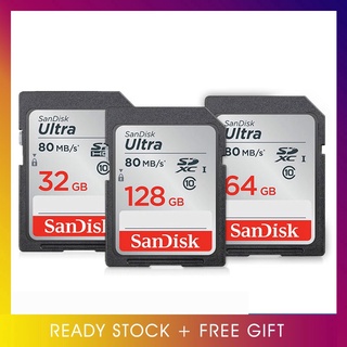 Kartu Memori SD Ultra 128GB 80MB / s Class 10 32GB 16GB 64GB Untuk Kamera Kantor