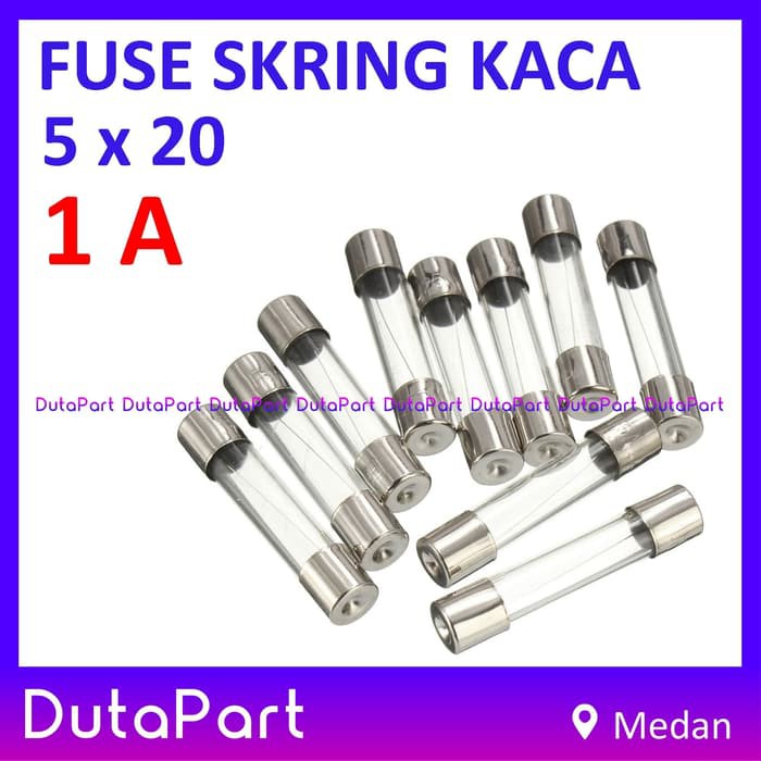 Skring Fuse Kaca 1A Uk. 5x20 mm 250VAC Sekring Sekering 1 A Ampere