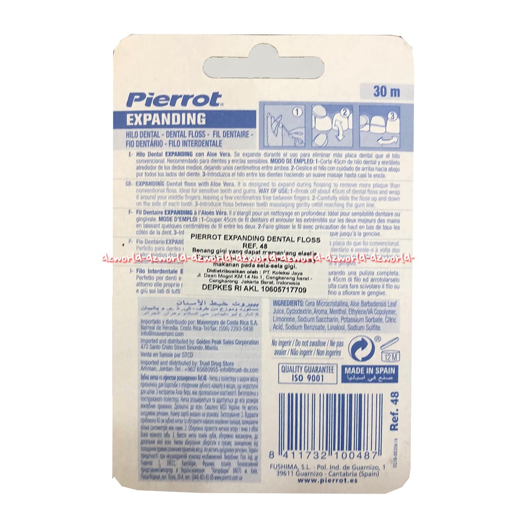 Pierrot Dental Floss Hilo Dental Expanding Hilo Dental Floss Strawberry Benang Gigi 30m