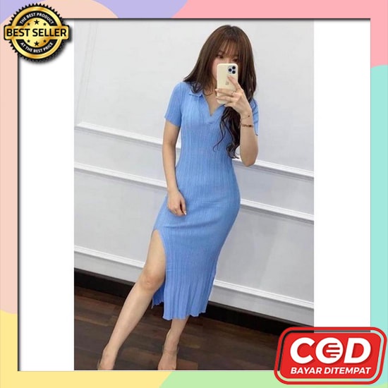 Baju Dress Wanita Korea Baju Casual Dres  Wanita Perempuan Cewe Cewex Cewek Remaja/ Lengan Panjang P