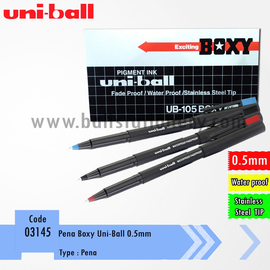 

Pena Boxy Uni-Ball 0.5mm with Water proof