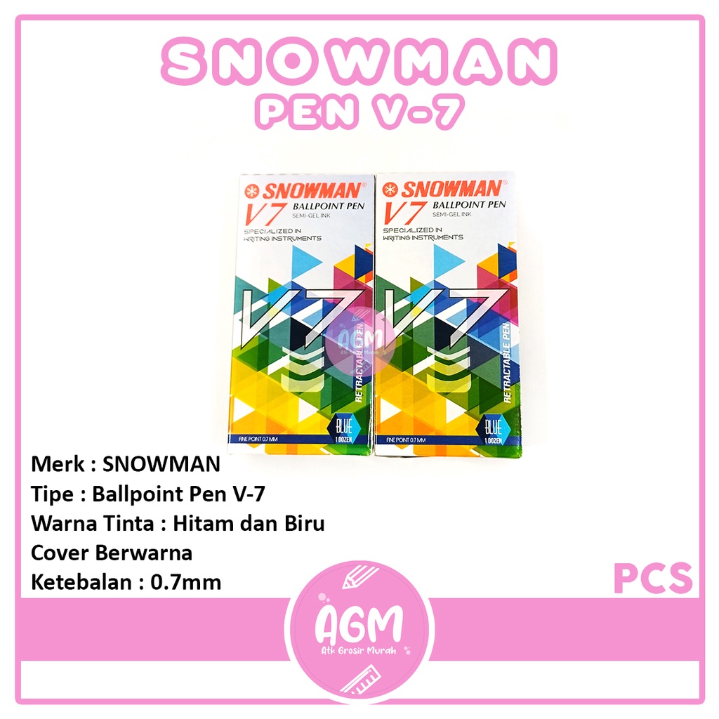 

SNOWMAN Pulpen Tinta Semi Gel Ink V-7 Retractable 0.7mm - Pcs