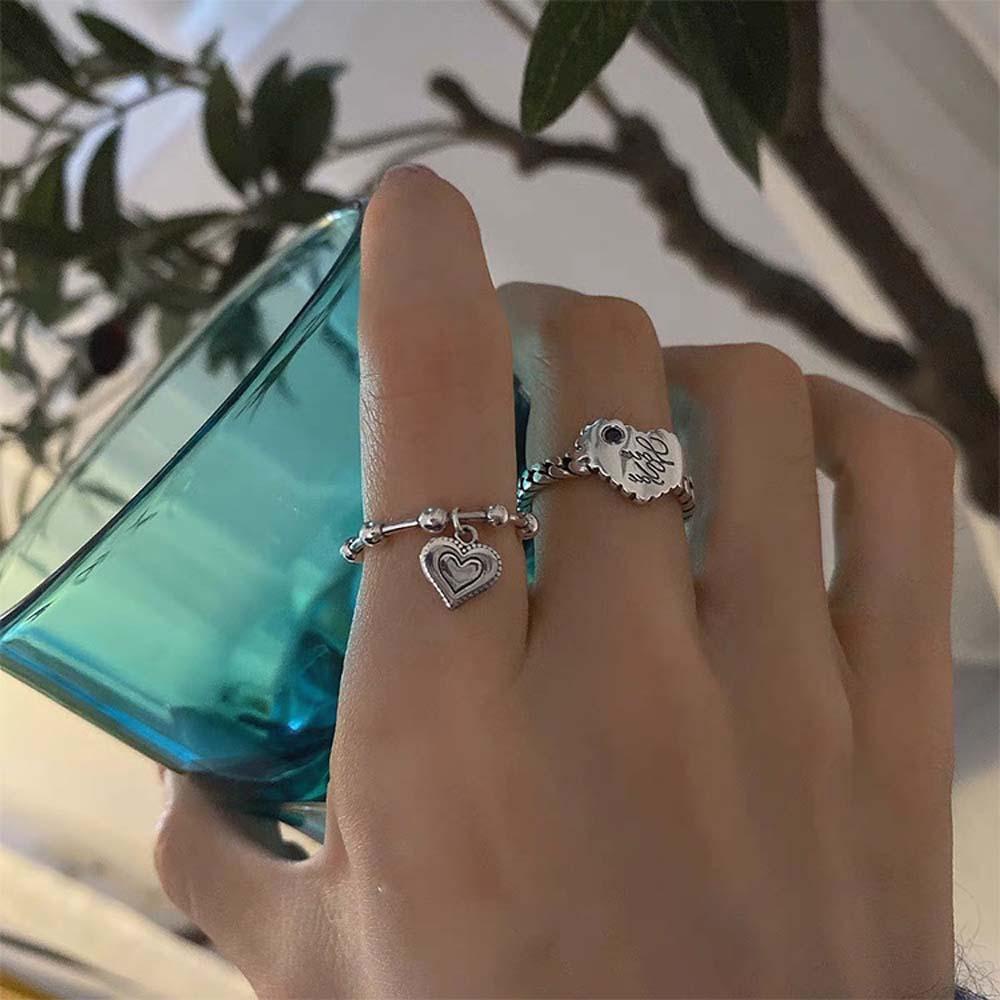 Mxbeauty Cincin Terbuka Pasangan Hadiah Gadis Hati Perempuan Romantis Perhiasan Fashion