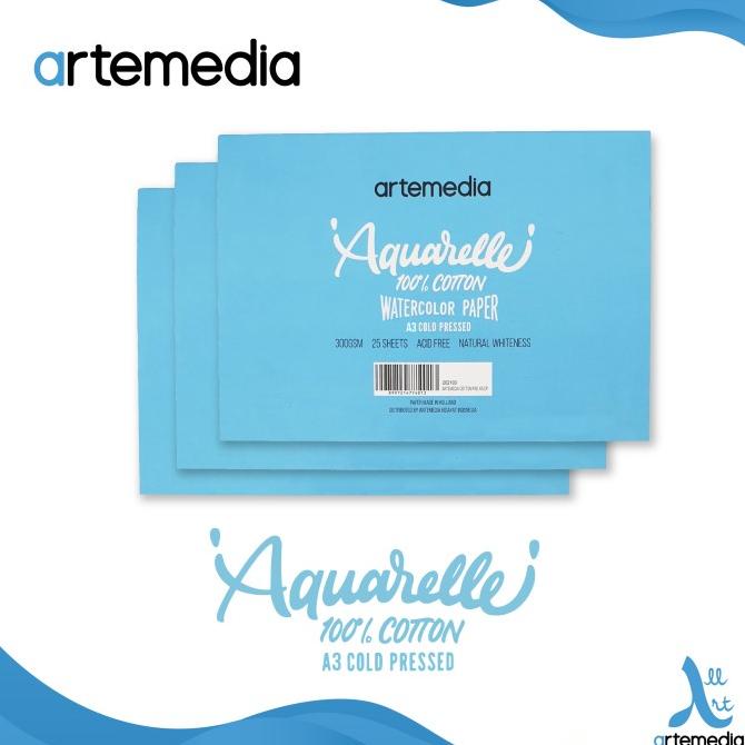 

Kertas Cat Air Artemedia Aquarelle A3 Cotton Watercolor Pad