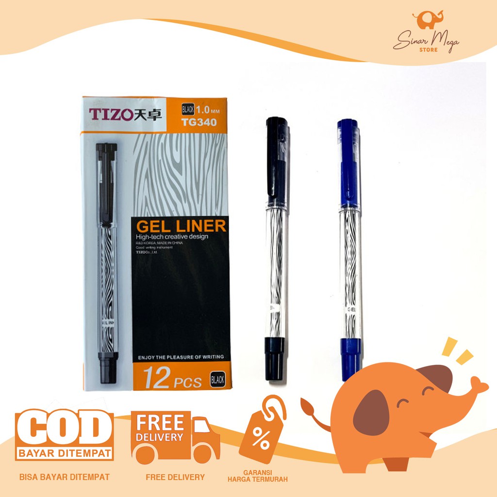 

TIZO Pulpen Gel Pen TG340 1.0mm / Tanda Tangan Murah Berkualitas