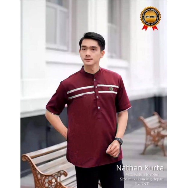 Bisa Bayar Di rumah Baju Koko Pria Dewasa Terbaru Kurta Pria Dewasa Lengan Pendek Matt Katun Serap Keringat Adem Tebal