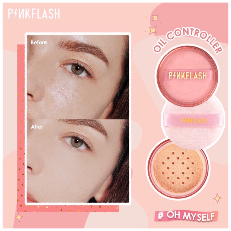 PINKFLASH Loose Setting Powder Matte Translucent Oil Controller All Day Lasting 3 Colors - Bedak Tabur Loose Powder Pink Flash