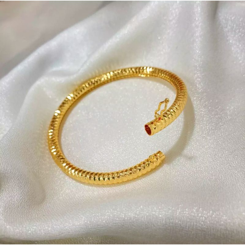 gelang tangan bangkok bulat kopong gold