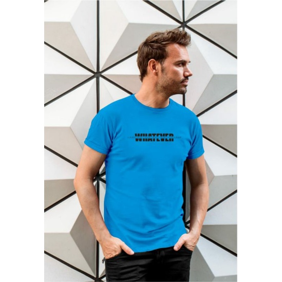 Kaos warna biru langit atasan pria wanita Distro Whatever by CX59