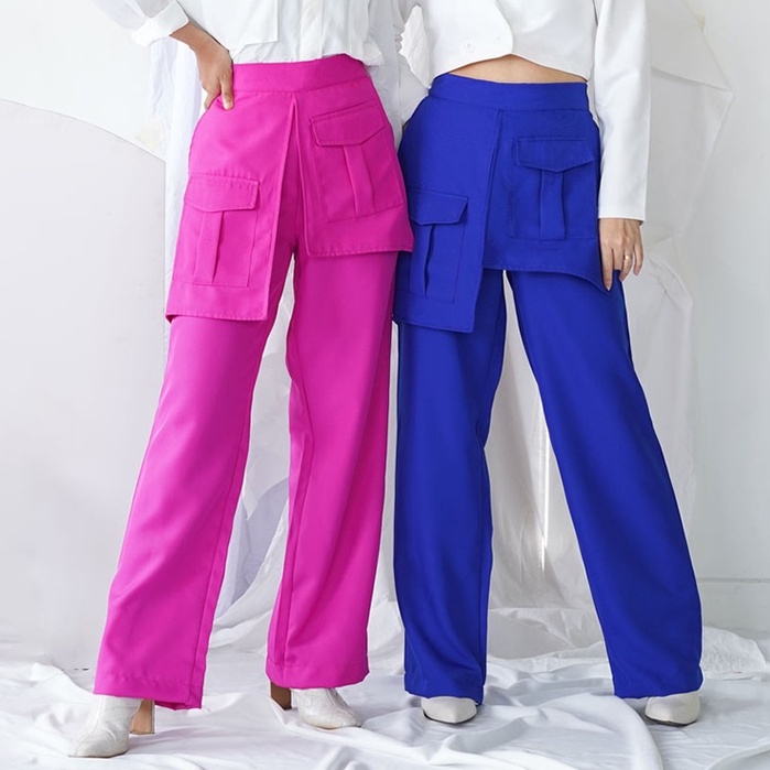 BEFAST - ZRX OOTD Wanita Celana Pocket HANSA / Bess Palazo Pocket Pants / Celana Panjang Fancy Fashion Korea / Celana Kulot Kekinian Remaja Trendy / Celana Unik / Kulot Panjang Casual / Outfit Remaja Hangout / Terbaru 2022 / Celana Panjang Kulot Kantong