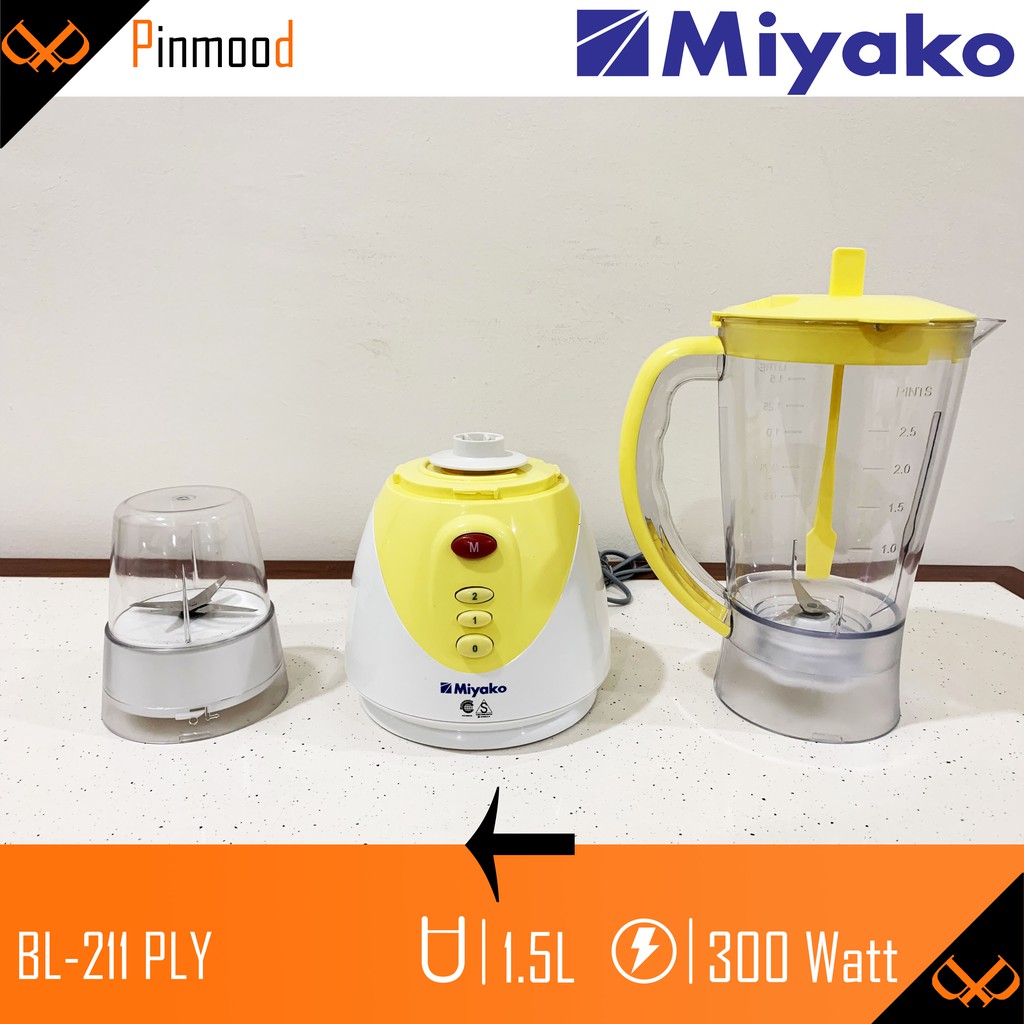 MIYAKO BLENDER BL-211 PLY [ 1,5 LITER ] PELUMAT 2 IN 1 PLASTIK DRY MILL BISA KERING